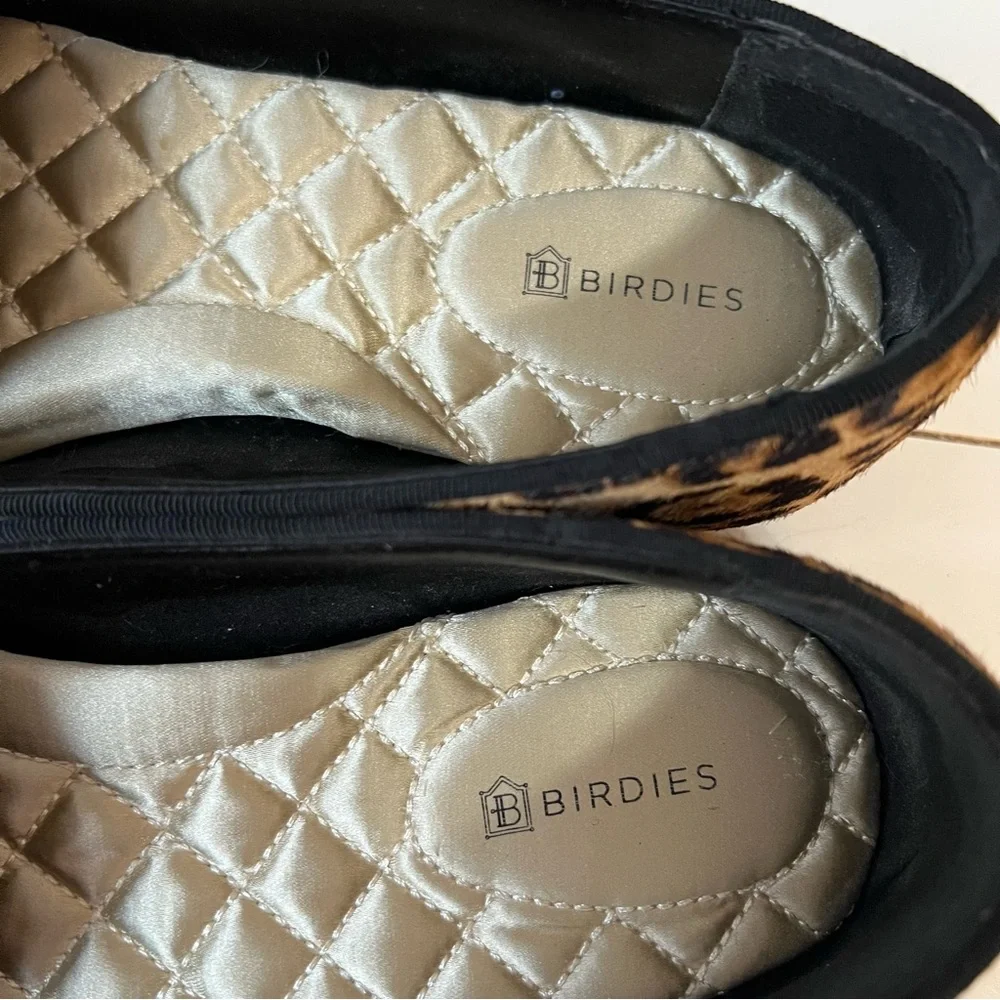 Birdies The Blackbird Calf Hair Cheetah Print Loafers Black Brown Size 7